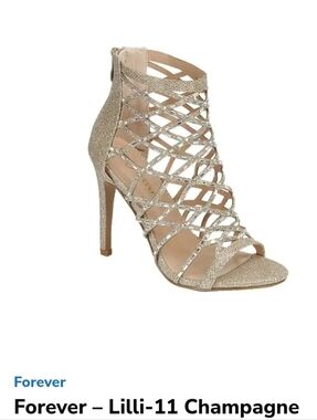 Champagne Glitter Strappy High Heels